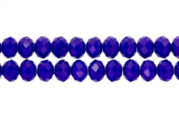 GLASS BEADS - FACETED RONDELLE CRYSTALS - 12x9mm - OPAQUE - BLUE (DARK) 058 - STRING (72pcs.) Hole-1.8mm