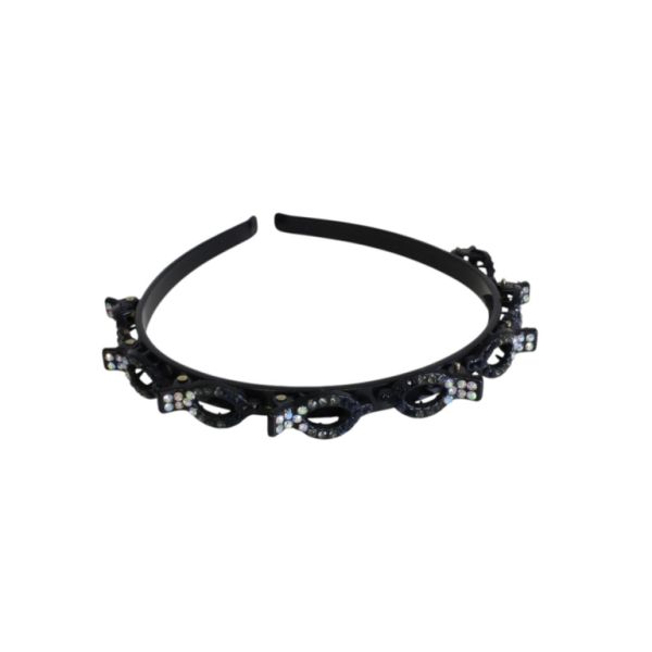 JEWELRY - ACCESSORY FOR HAIR - TIARA WITH HAIR CLIPS - PLASTIC AND CRYSTALS - ELLIPSE D043 - BLACK-BLUE (DARK)-GRAY - 1pc.