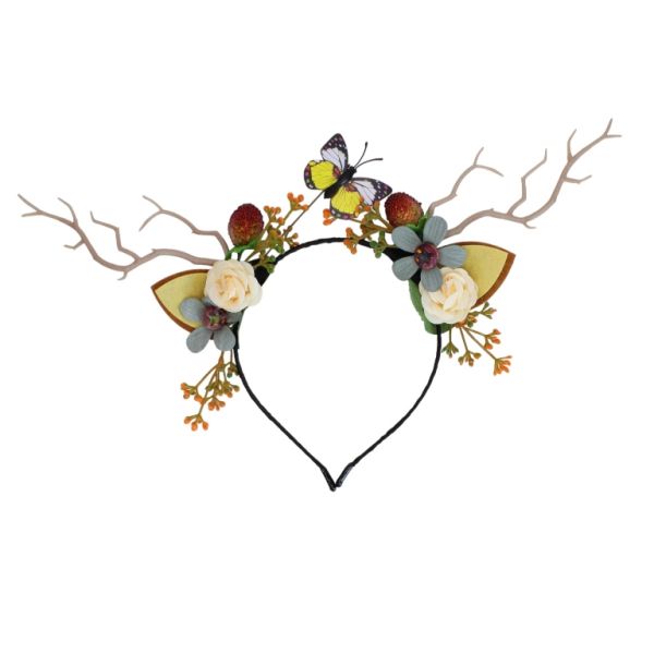 JEWELRY - ACCESSORY FOR HAIR - TIARA TEXTILE D056 - DEER 01 - BLACK AND MIX - 1pc.