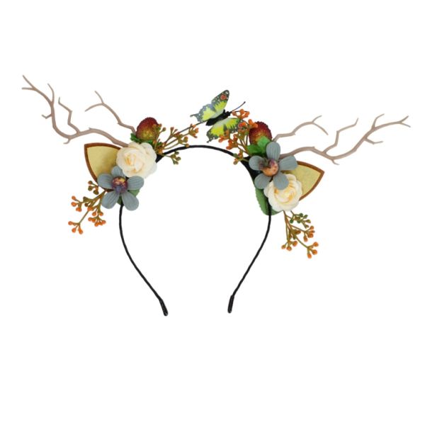 JEWELRY - ACCESSORY FOR HAIR - TIARA TEXTILE D056 - DEER 02 - BLACK AND MIX - PACKAGE 3pcs.