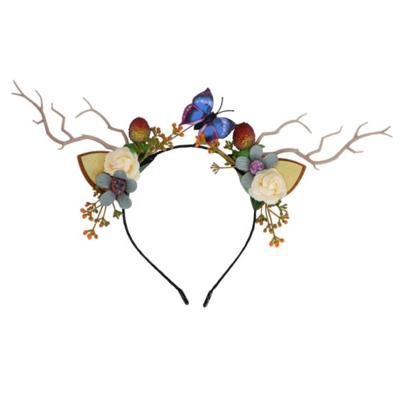 JEWELRY - ACCESSORY FOR HAIR - TIARA TEXTILE D056 - DEER 03 - BLACK AND MIX - 1pc.