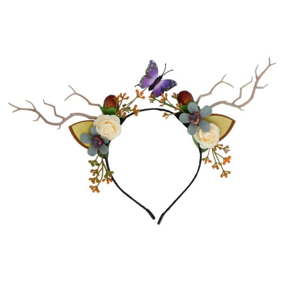 JEWELRY - ACCESSORY FOR HAIR - TIARA TEXTILE D056 - DEER 04 - BLACK AND MIX - PACKAGE 3pcs.