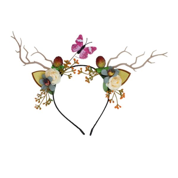 JEWELRY - ACCESSORY FOR HAIR - TIARA TEXTILE D056 - DEER 05 - BLACK AND MIX - PACKAGE 3pcs.