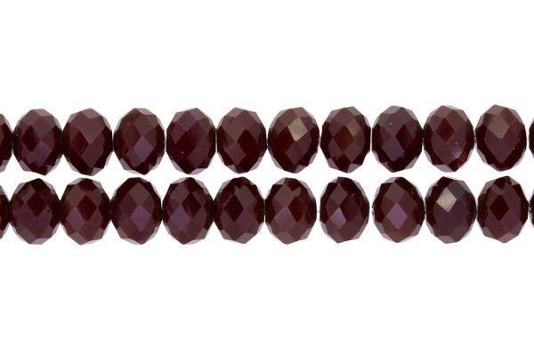 GLASS BEADS - FACETED RONDELLE CRYSTALS - 12x9mm - OPAQUE - BORDEAUX (DARK) 067 - STRING (72pcs.) Hole-1.8mm