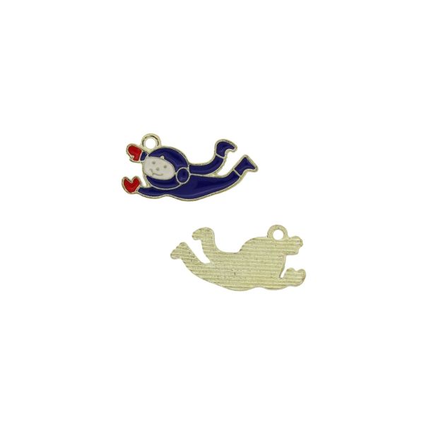 METAL BEADS WITH ENAMEL - PENDANT - COSMONAUT 05 - 25x12x1.5mm RED-WHITE-BLUE (DARK) - PACKAGE 50pcs. Hole-1.8mm