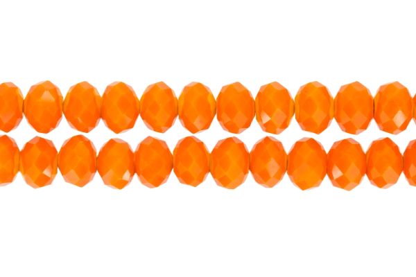 GLASS BEADS - FACETED RONDELLE CRYSTALS - 12x9mm - OPAQUE - ORANGE 064В - STRING (72pcs.) Hole-1.8mm
