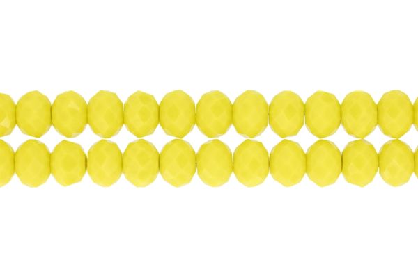 GLASS BEADS - FACETED RONDELLE CRYSTALS - 12x9mm - OPAQUE - YELLOW 063 - PACKAGE (2x72pcs.) Hole-1.8mm