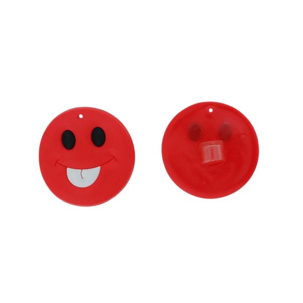 ПЛАСТМАСОВИ МЪНИСТА - ГУМЕНИ 3D - ДЕКОРАЦИЯ - ЕМОТИКОН УСМИВКА 07 - 45х3мм ЧЕРВЕНО-БЯЛО-ЧЕРНО - ПАКЕТ 20 бр.