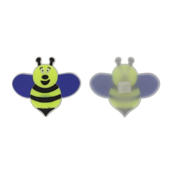 ПЛАСТМАСОВИ МЪНИСТА - ГУМЕНИ 3D - ДЕКОРАЦИЯ - ПЧЕЛА 01 - 54х47х3мм СИНЬО Т.-ЖЪЛТО-ЧЕРНО - 6 бр.