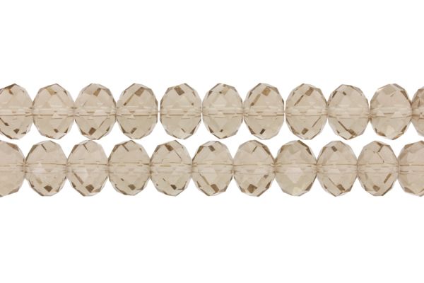 GLASS BEADS - FACETED RONDELLE CRYSTALS - 12x9mm - TRANSPARENT - BEIGE 024 - PACKAGE (2x72pcs.) Hole-1.8mm