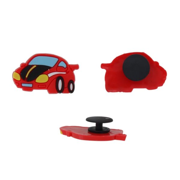 PLASTIC BEADS - RUBBER 3D - BUTTON - CAR 01 - 29x17x3mm RED-BLUE-BLACK - PACKAGE 20pcs.