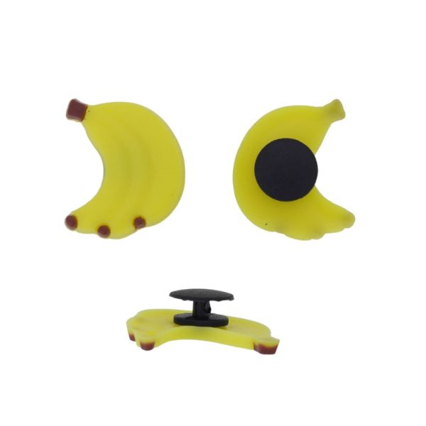 PLASTIC BEADS - RUBBER 3D - BUTTON - BANANA 05 - 23x27x3mm YELLOW-BROWN - 2pcs.