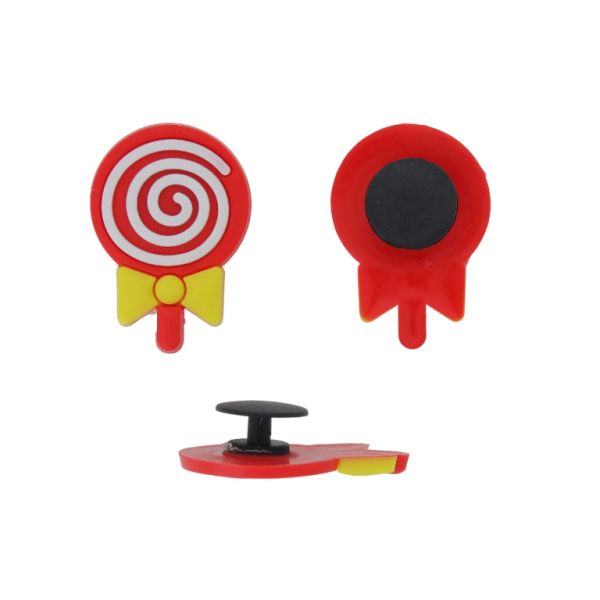 ПЛАСТМАСОВИ МЪНИСТА - ГУМЕНИ 3D - КОПЧЕ - БЛИЗАЛКА ЗАХАРНА 07 - 21х30х3мм ЧЕРВЕНО- БЯЛО-ЖЪЛТО - 2 бр.