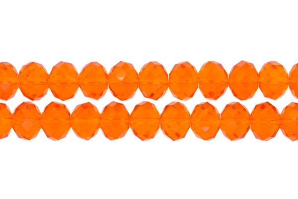 GLASS BEADS - FACETED RONDELLE CRYSTALS - 12x9mm - TRANSPARENT - ORANGE 028 - PACKAGE (2x72pcs.) Hole-1.8mm