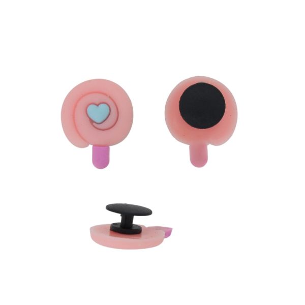 ПЛАСТМАСОВИ МЪНИСТА - ГУМЕНИ 3D - КОПЧЕ - БЛИЗАЛКА ЗАХАРНА 08 - 19х24х3мм ПРАСКОВА- СИНЬО-РОЗОВО - ПАКЕТ 20 бр.