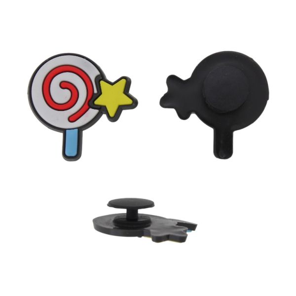 ПЛАСТМАСОВИ МЪНИСТА - ГУМЕНИ 3D - КОПЧЕ - БЛИЗАЛКА ЗАХАРНА 09 - 29х28х3мм БЯЛО- ЧЕРВЕНО-ЖЪЛТО - ПАКЕТ 20 бр.