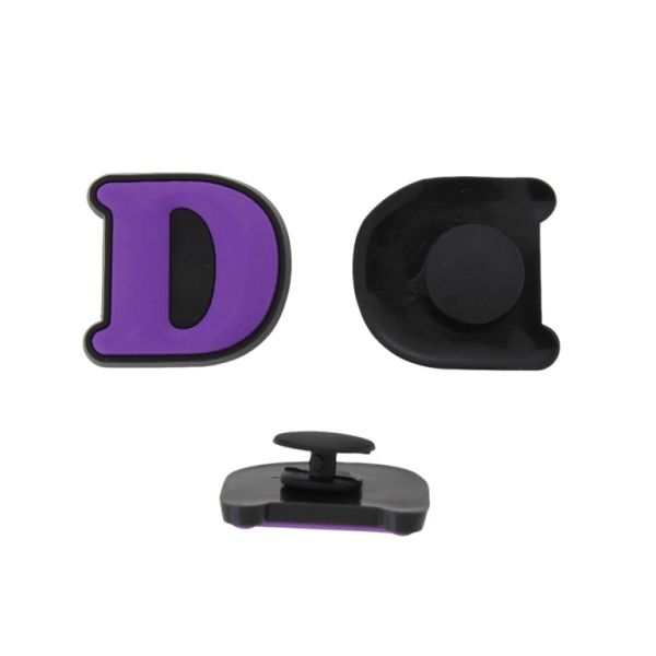 ПЛАСТМАСОВИ МЪНИСТА - ГУМЕНИ 3D - КОПЧЕ - БУКВА D 01 - 24х23х3мм ЛИЛАВО Т.-ЧЕРНО - ПАКЕТ 20 бр.