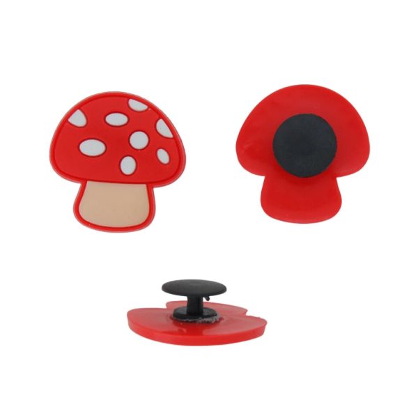 ПЛАСТМАСОВИ МЪНИСТА - ГУМЕНИ 3D - КОПЧЕ - ГЪБА 07 - 26х27х3мм ЧЕРВЕНО-БЯЛО-ЕКРЮ - ПАКЕТ 20 бр.