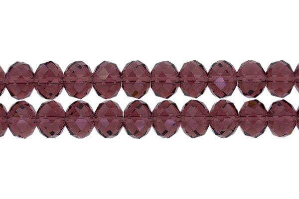 GLASS BEADS - FACETED RONDELLE CRYSTALS - 12x9mm - TRANSPARENT - PURPLE 013 - PACKAGE (2x72pcs.) Hole-1.8mm