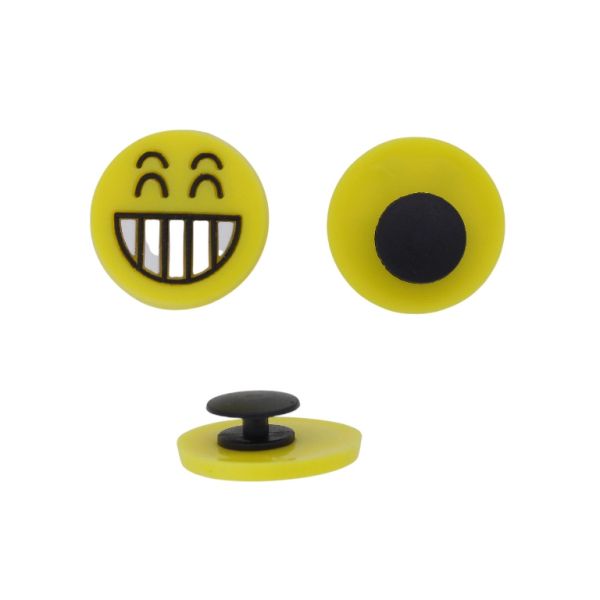 ПЛАСТМАСОВИ МЪНИСТА - ГУМЕНИ 3D - КОПЧЕ - ЕМОТИКОН УСМИВКА 09 - 23х3мм ЖЪЛТО-БЯЛО - 2 бр.