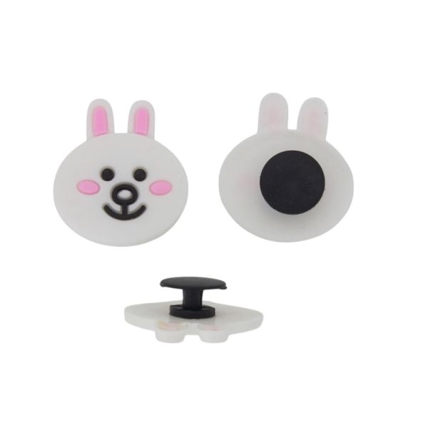 ПЛАСТМАСОВИ МЪНИСТА - ГУМЕНИ 3D - КОПЧЕ - ЗАЕК 18 - 25х28х3мм БЯЛО-РОЗОВО-ЧЕРНО - 2 бр.