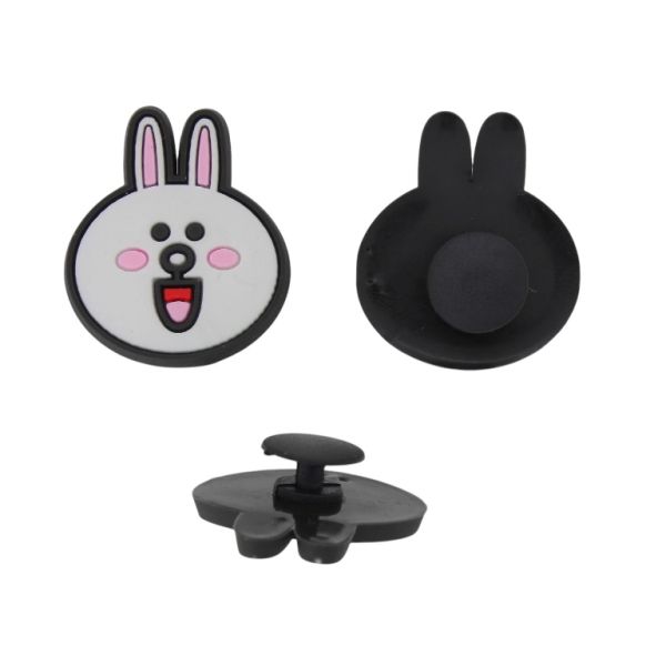 ПЛАСТМАСОВИ МЪНИСТА - ГУМЕНИ 3D - КОПЧЕ - ЗАЕК 20 - 27х31х3мм БЯЛО-РОЗОВО-ЧЕРНО - ПАКЕТ 20 бр.