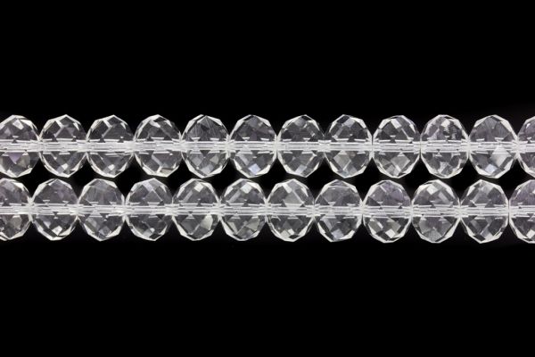 GLASS BEADS - FACETED RONDELLE CRYSTALS - 12x9mm - TRANSPARENT - WHITE 001 - PACKAGE (2x72pcs.) Hole-1.8mm