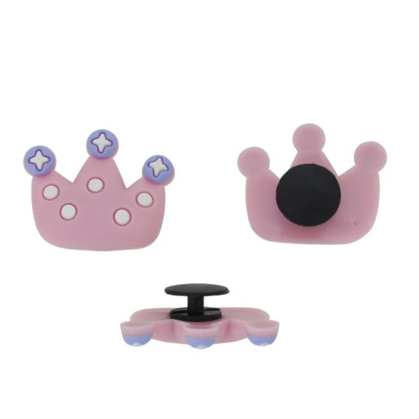 ПЛАСТМАСОВИ МЪНИСТА - ГУМЕНИ 3D - КОПЧЕ - КОРОНА 01 С ТОЧКИ - 28х23х4мм РОЗОВО СВ.-БЯЛО-СИНЬО - ПАКЕТ 20 бр.
