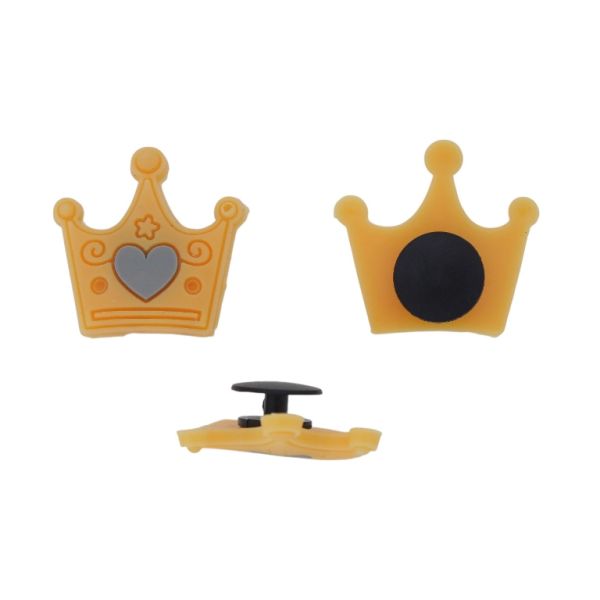 ПЛАСТМАСОВИ МЪНИСТА - ГУМЕНИ 3D - КОПЧЕ - КОРОНА 02 СЪС СЪРЦЕ - 26х25х3мм ОРАНЖЕВО СВ.-СИВО - ПАКЕТ 20 бр.