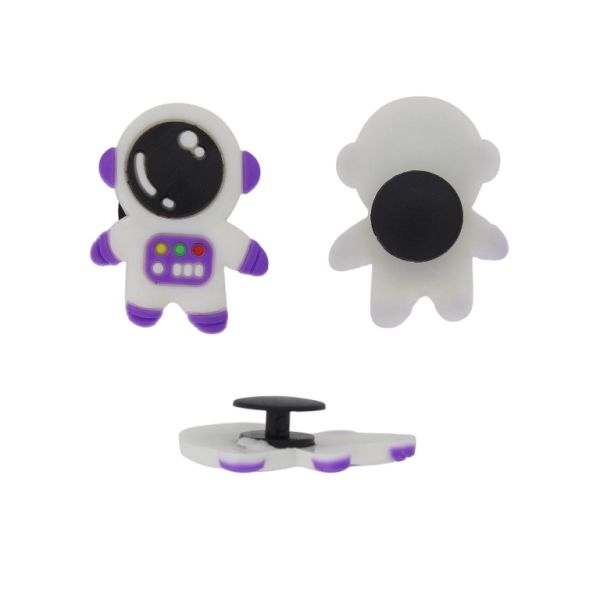 ПЛАСТМАСОВИ МЪНИСТА - ГУМЕНИ 3D - КОПЧЕ - КОСМОНАВТ 06 - 24х31х3мм БЯЛО-ЛИЛАВО-ЧЕРНО - 2 бр.
