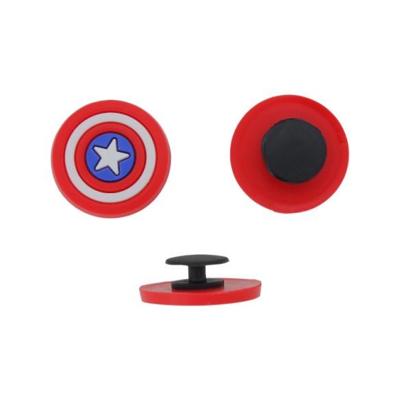 PLASTIC BEADS - RUBBER 3D - BUTTON - CIRCLE 01 WITH STAR - 23x3mm RED-WHITE-BLUE - PACKAGE 20pcs.