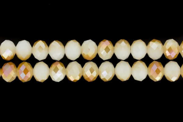 GLASS BEADS - FACETED RONDELLE CRYSTALS - 12x9mm - UV - BEIGE 076 - STRING (72pcs.) Hole-1.8mm