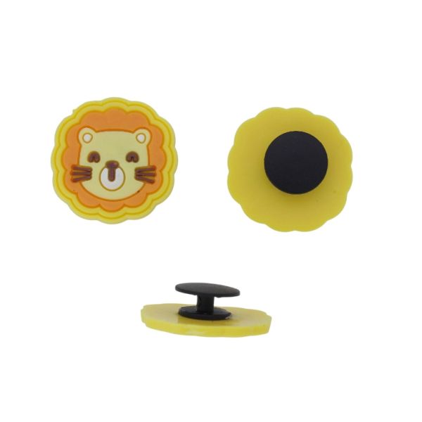 ПЛАСТМАСОВИ МЪНИСТА - ГУМЕНИ 3D - КОПЧЕ - ЛЪВ 01 - 24х23х3мм ЖЪЛТО-ОРАНЖЕВО-КАФЯВО - 2 бр.