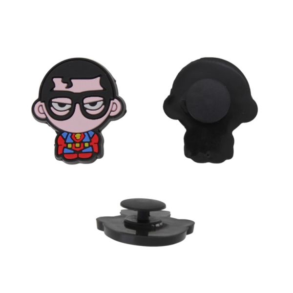 PLASTIC BEADS - RUBBER 3D - BUTTON - BOY 01 - 25x29x3mm BLACK-PINK (LIGHT)-RED - PACKAGE 20pcs.