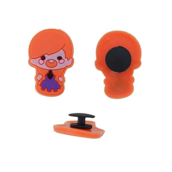 PLASTIC BEADS - RUBBER 3D - BUTTON - BOY 02 - 21x31x3mm ORANGE-PINK (LIGHT)-PURPLE - 2pcs.