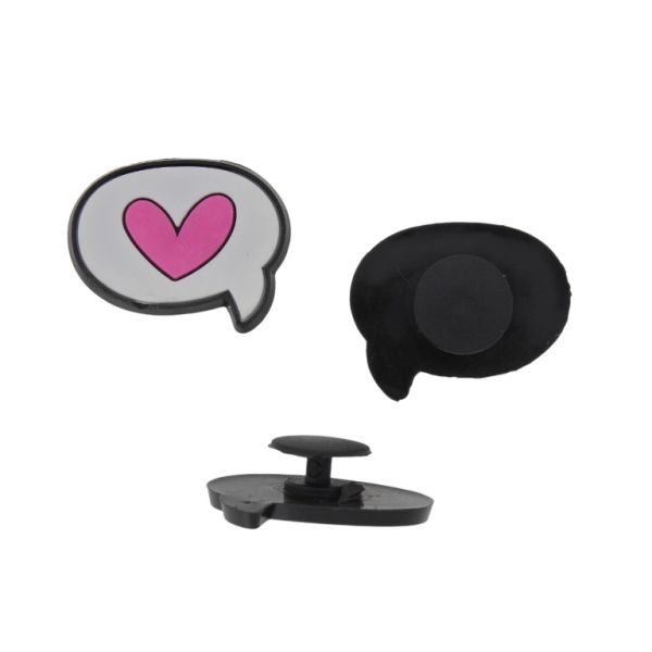 ПЛАСТМАСОВИ МЪНИСТА - ГУМЕНИ 3D - КОПЧЕ - ОВАЛ 03 СЪС СЪРЦЕ - 27х22х3мм -БЯЛО-РОЗОВО - ПАКЕТ 20 бр.