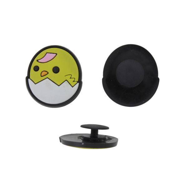 PLASTIC BEADS - RUBBER 3D - BUTTON - CHICKEN 08 IN SHELL - 25x27x3mm BLACK-YELLOW-WHITE - 2pcs.