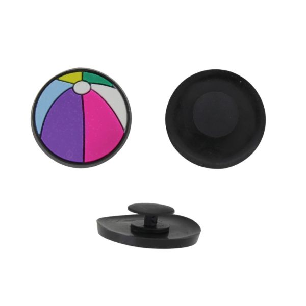PLASTIC BEADS - RUBBER 3D - BUTTON - BEACH BALL 01 - 26x4mm MIX-BLACK - PACKAGE 20pcs.