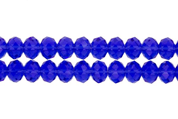 GLASS BEADS - FACETED RONDELLE CRYSTALS - 12x9mm - TRANSPARENT - BLUE 004 - STRING (72pcs.) Hole-1.8mm