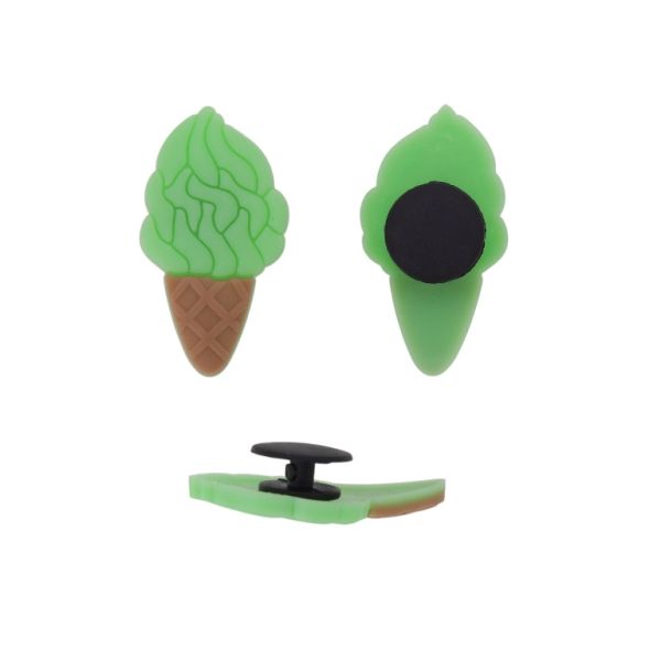 ПЛАСТМАСОВИ МЪНИСТА - ГУМЕНИ 3D - КОПЧЕ - СЛАДОЛЕД 07 - 18х32х3мм ЗЕЛЕНО СВ.-КАФЯВО - 2 бр.