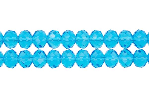 GLASS BEADS - FACETED RONDELLE CRYSTALS - 12x9mm - TRANSPARENT - BLUE (LIGHT) 008 - STRING (72pcs.) Hole-1.8mm