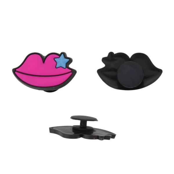 ПЛАСТМАСОВИ МЪНИСТА - ГУМЕНИ 3D - КОПЧЕ - УСТНИ 01СЪС ЗВЕЗДА - 29х18х3мм ЦИКЛАМА-СИНЬО-ЧЕРНО - ПАКЕТ 20 бр.