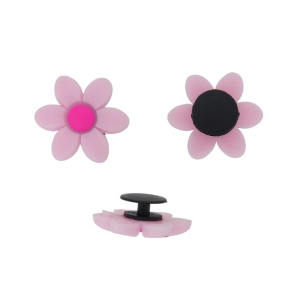 ПЛАСТМАСОВИ МЪНИСТА - ГУМЕНИ 3D - КОПЧЕ - ЦВЕТЕ 21 - 23х23х3мм РОЗОВО СВ.-ЦИКЛАМА - 2 бр.
