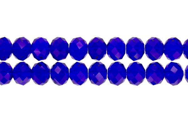 GLASS BEADS - FACETED RONDELLE CRYSTALS - 12x9mm - TRANSPARENT - BLUE (DARK) 005 - STRING (72pcs.) Hole-1.8mm
