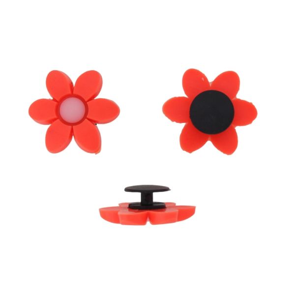 ПЛАСТМАСОВИ МЪНИСТА - ГУМЕНИ 3D - КОПЧЕ - ЦВЕТЕ 23 - 23х23х3мм ОРАНЖЕВО-РОЗОВО - 2 бр.