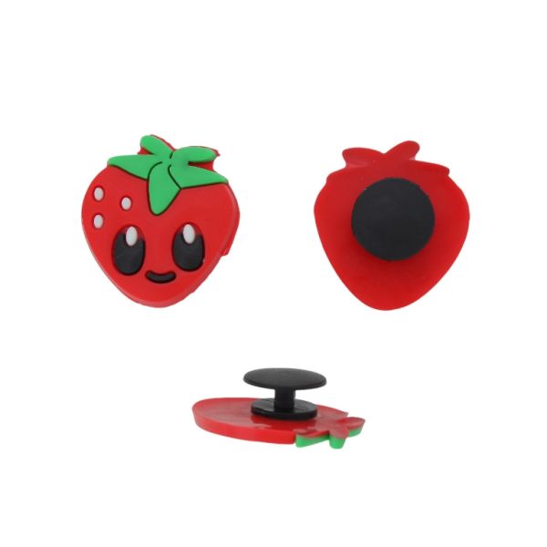 ПЛАСТМАСОВИ МЪНИСТА - ГУМЕНИ 3D - КОПЧЕ - ЯГОДА 17 - 24х23х2мм ЧЕРВЕНО-ЗЕЛЕНО-БЯЛО - ПАКЕТ 20 бр.