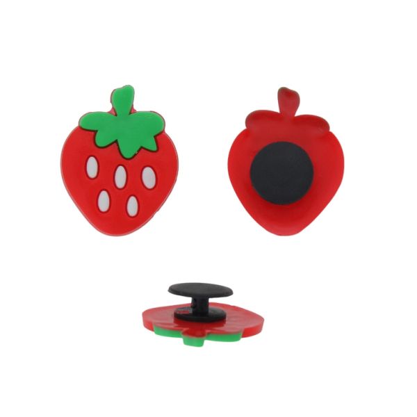 ПЛАСТМАСОВИ МЪНИСТА - ГУМЕНИ 3D - КОПЧЕ - ЯГОДА 18 - 22х29х3мм ЧЕРВЕНО-ЗЕЛЕНО-БЯЛО - 2 бр.