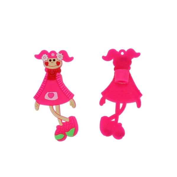 ПЛАСТМАСОВИ МЪНИСТА - ГУМЕНИ 3D - ДЕКОРАЦИЯ - МОМИЧЕ 30 - 32х70х3мм РОЗОВО Т.-РОЗОВО - ПАКЕТ 30 бр.