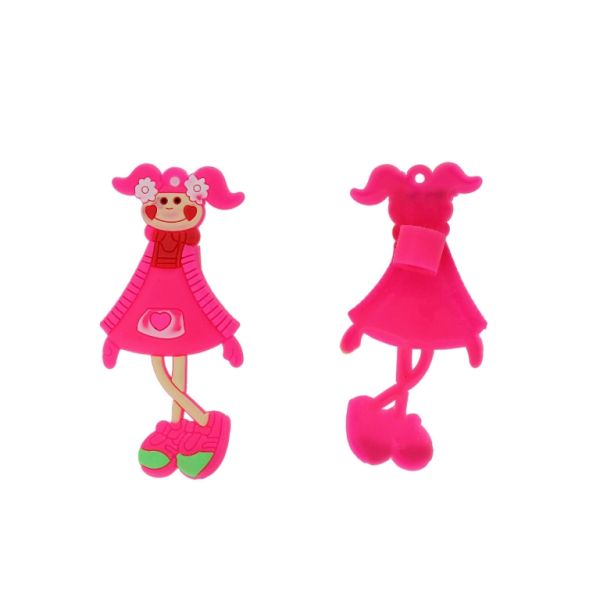 ПЛАСТМАСОВИ МЪНИСТА - ГУМЕНИ 3D - ДЕКОРАЦИЯ - МОМИЧЕ 30 - 32х70х3мм РОЗОВО Т.-РОЗОВО - В КАЧЕСТВО 6 бр.