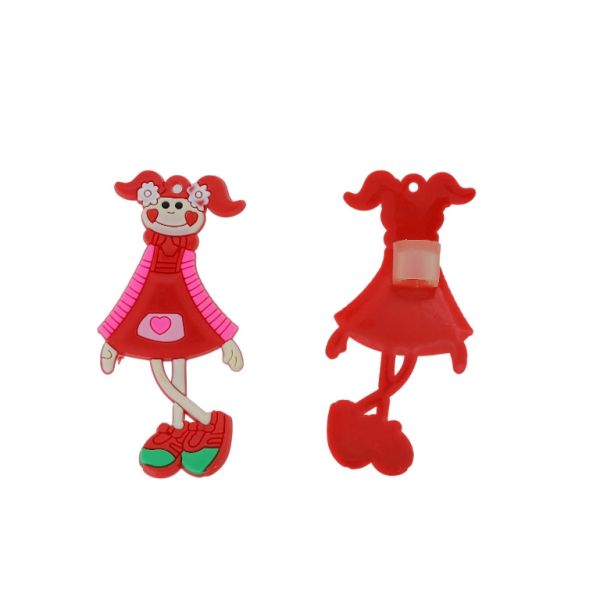 ПЛАСТМАСОВИ МЪНИСТА - ГУМЕНИ 3D - ДЕКОРАЦИЯ - МОМИЧЕ 30 - 32х70х3мм ЧЕРВЕНО-РОЗОВО - 6 бр.